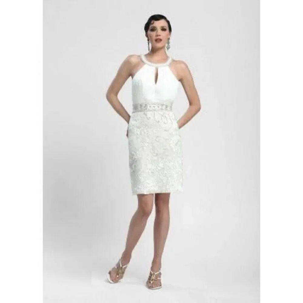 Sue Wong short white beaded dress size 8